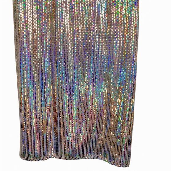 NWT SHO BY TADASHI SHOJI Blush Metallic Halter Midi Dress Iridescent Sequin Sz.S - Picture 5 of 9